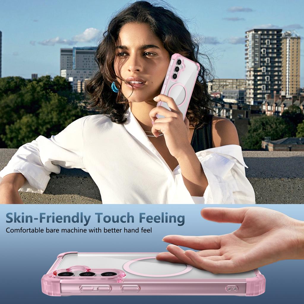 For Samsung Galaxy S23 FE Magnetic Case TPU+PC Clear Phone Cover with Thickened Corners