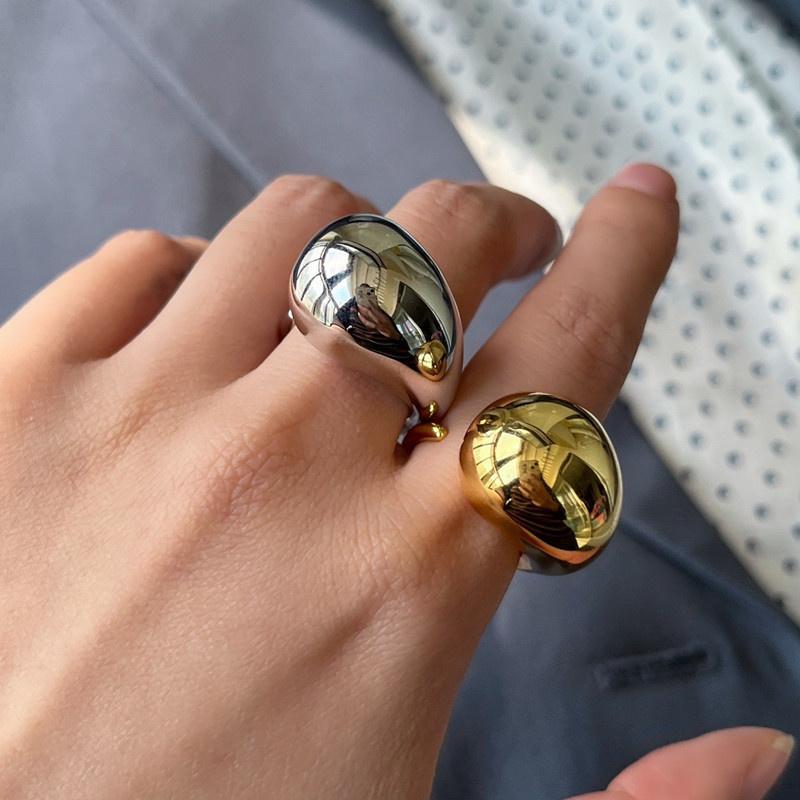 New Stainless Steel Water Drop Ring Statement Metalic Gold Color Rings For Women Bague Acier Inoxydable Accessories Party Gifts