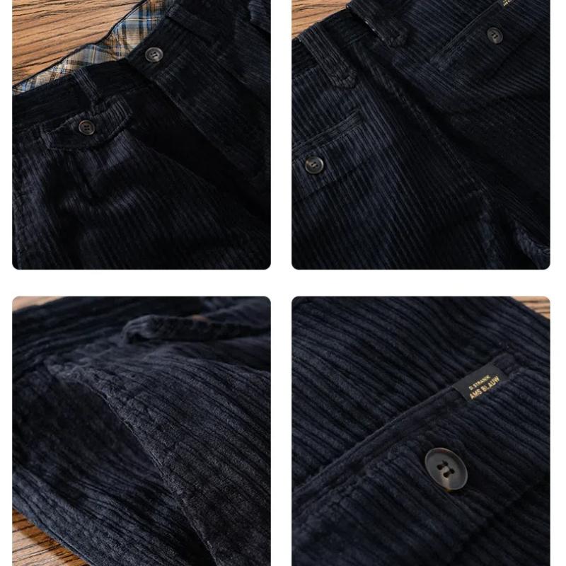 Podzimní a zimní pánské kalhoty Japonské retro manšestrové cargo kalhoty Jednobarevné tužkové devítikvartální kalhoty Denní ležérní pánské kalhoty