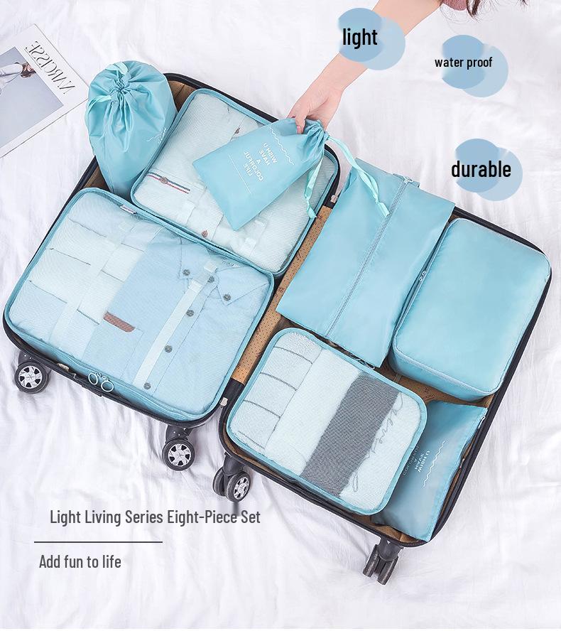 Travel Organizer Bag Set: 8-Piece Portable Suitcase Storage & Clothes Pouches - Large Capacity, Classified Organizers