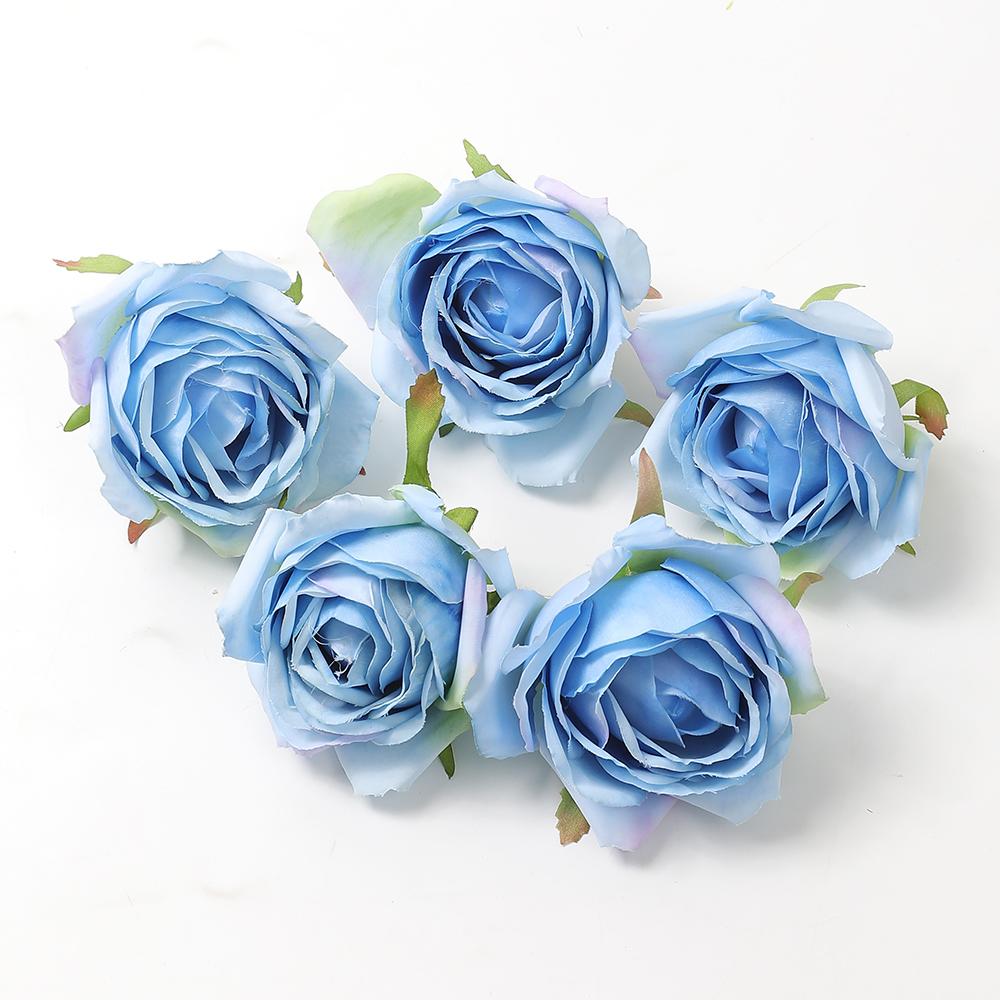 5 Stück Mix Blau Künstliche Blumenkopf Für Hochzeitsdekoration Heimdeko DIY Geburtstagsbuchstaben Weihnachtskranz Bastelarbeiten Kunstblume