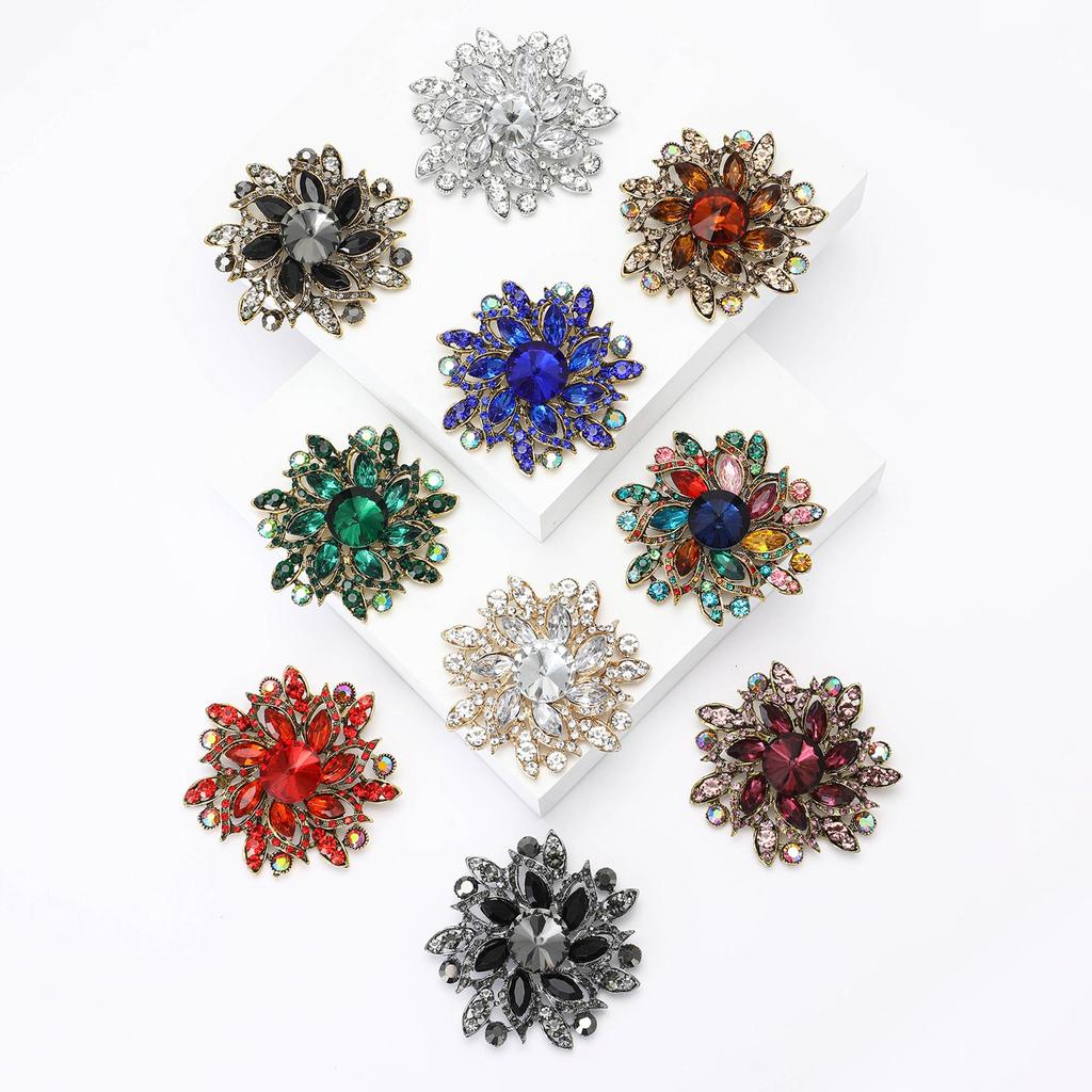 Elegant Alloy Rhinestone Glass Brooch - High-End Ladies' Suit Pin
