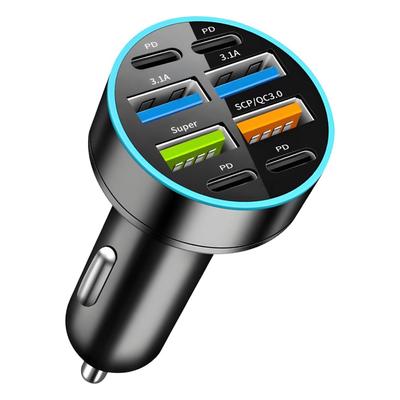 8 Portlu 66W Araç Şarj Cihazı 12-24V PD ve QC 3.0, LED Voltmetre, Akıllı Telefonlar için Evrensel, Çakmak Fişi, Oto Aksesuarları