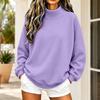 Women's Fashion Color Neck Long Sleeve Pullover Sweatshirt for Casual Everyday Wear