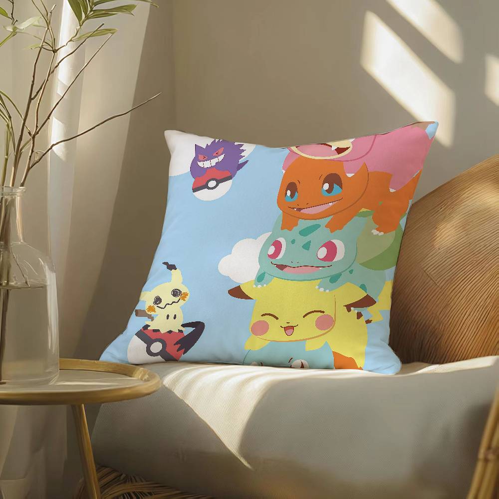 Pokemon Monster Collection Anime Plush Pillow Cover Soft Short Plush Cushion Cover For Sofa Bedroom Home Decor Gift