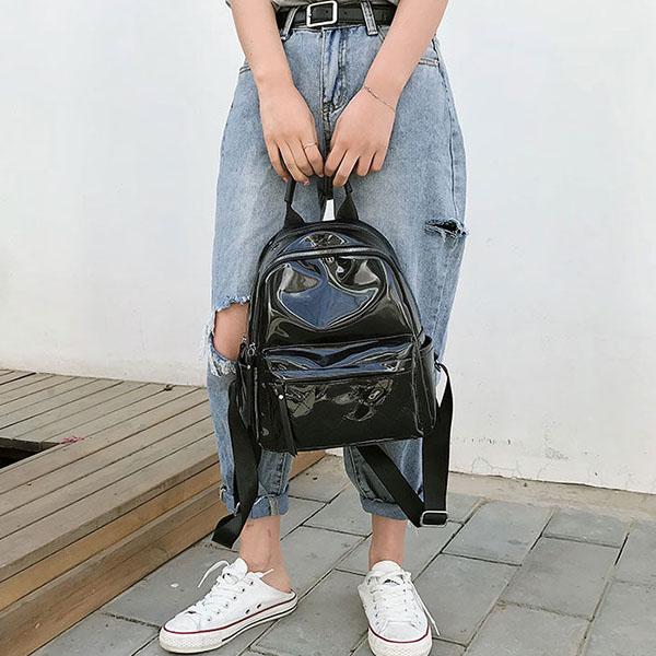 Damski Wielofunkcyjny Miękki Plecak PU Wszechstronna Uliczna Torba z Jasną Powierzchnią Jednokolorowa Casualowa Torba na Jedno Ramię