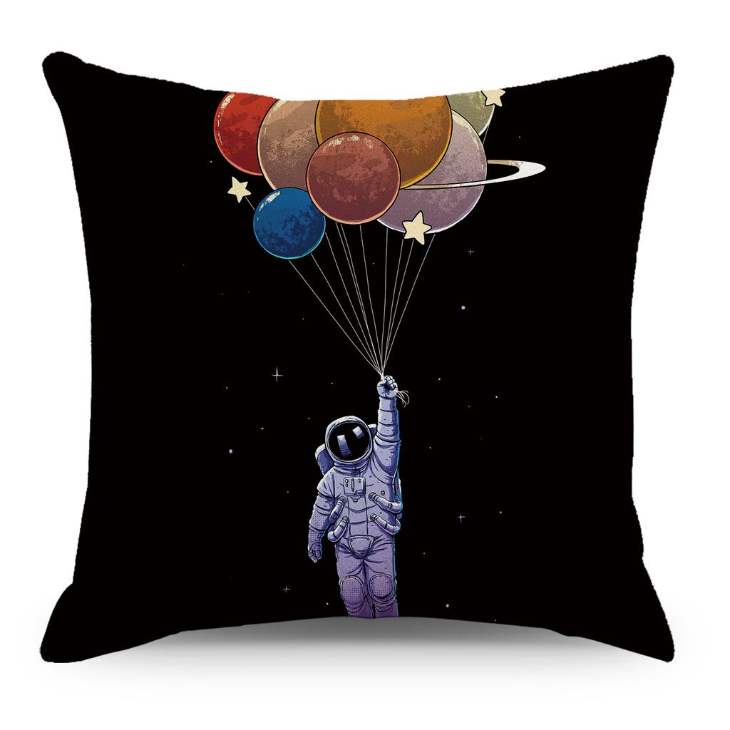 Wish Pillowcase Astronaut Planet Linen Pillow Cushion Cover