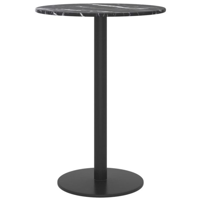 VidaXL Dessus de table Noir Ø30x0,8 cm Verre trempé avec design marbre