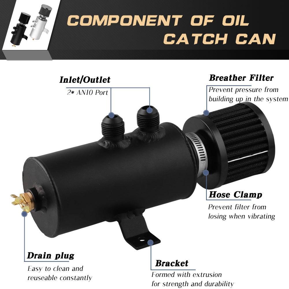 Universal 0.75L Car Oil Catch Tank Can Reservoir With Breather Car Fuel Filter Modified Parts