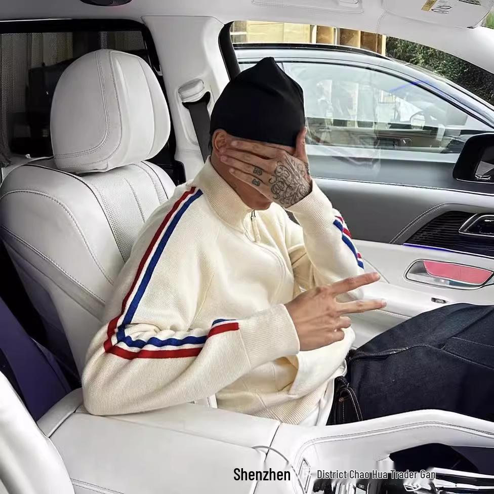 Corteiz Alcatraz Stand Collar Patchwork Jacket - Red/Blue