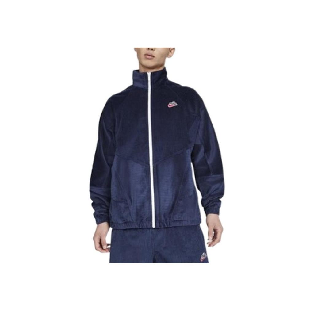 Nike Embroidered Logo Zip-Up Stand Collar Jacket Men Jackets Blue DA0032-410