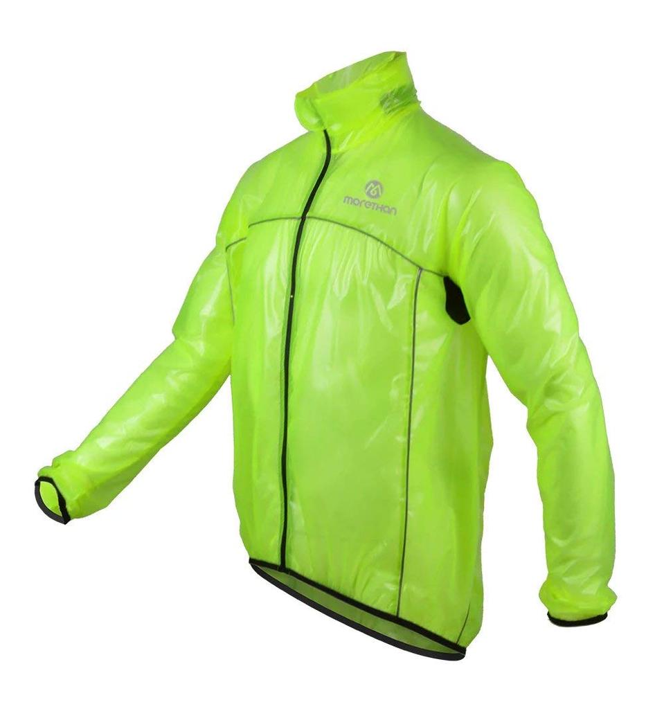 Morethan Cycle Rain Jacket Road Bike Rain Gear Lightweight Waterproof Long Sleeve (Green/M/Men's/Women's) (Quick Dry/Reflective/Pockets) RVP-001
