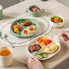Nordic Ceramic Divided Dinner Plates with Handles (2-Pack)
