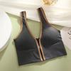 Wide shoulder sling vest women's V-neck front zipper tube top sexy underwear big U sports beauty back bra outer wear