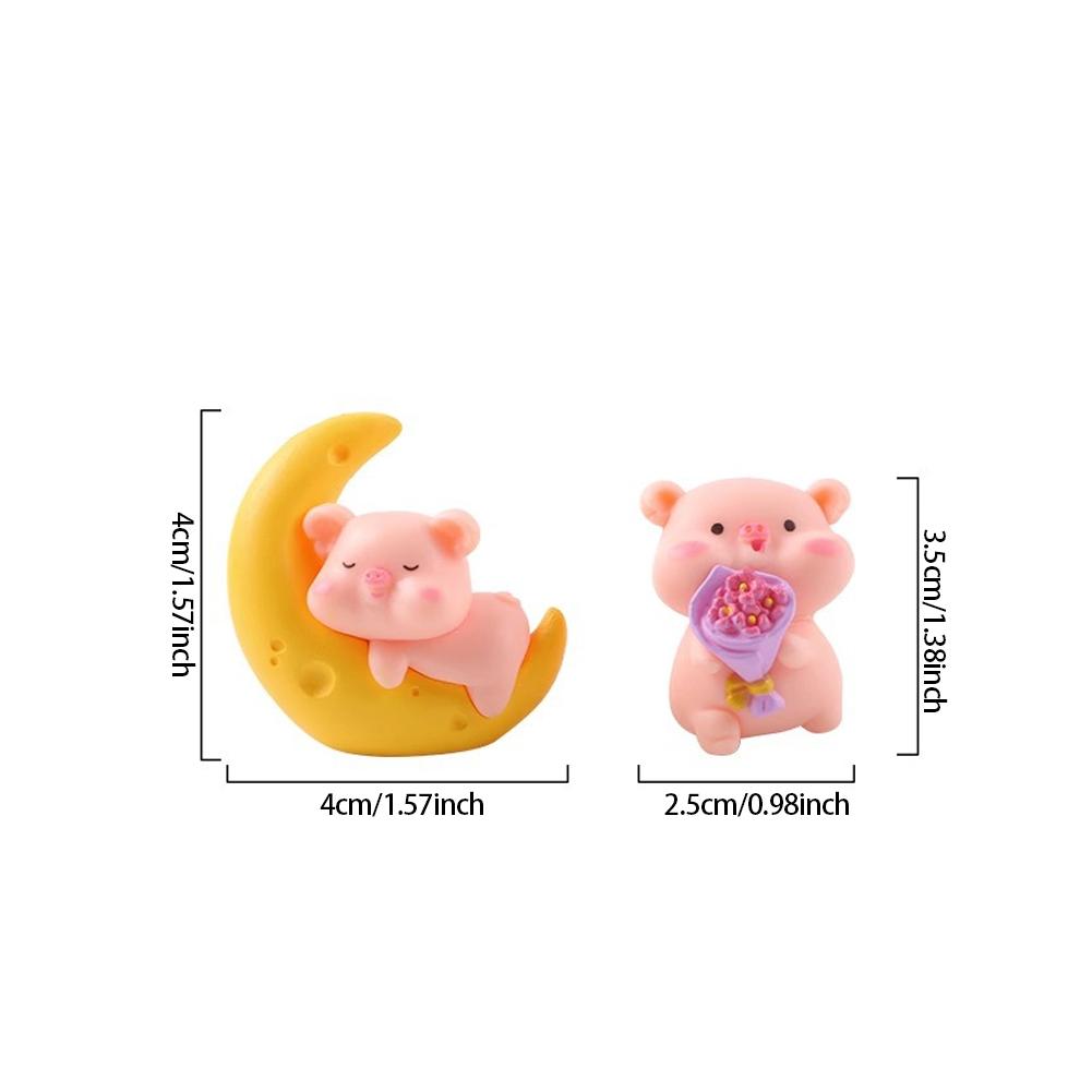 6Pcs Mini Cute Pigs Car Center Console Ornaments Micro Animal Screen Decoration Car Interior Accessories