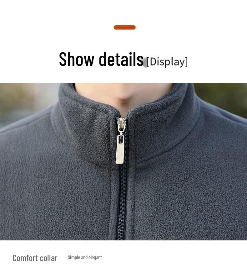 Men's Plus Size Fleece Jacket - Thick Stand Collar, Casual Autumn/Winter Outdoor Sports