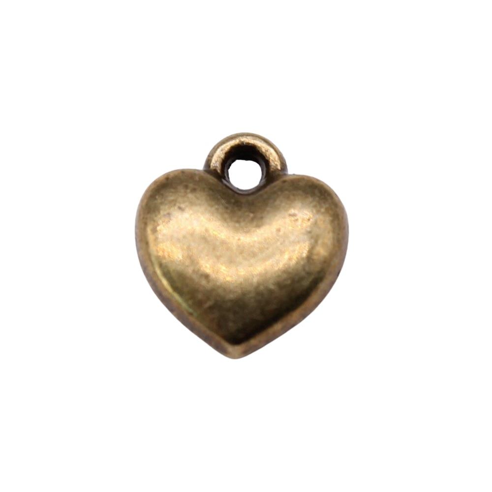 

20шт 3D Подвески в форме сердца Подвески Античная бронза Цвет Цинковый сплав 9X8мм