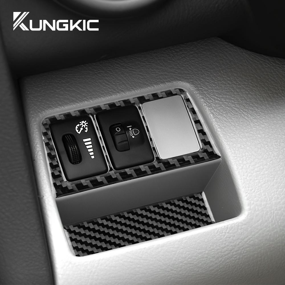 Echter weicher Kohlefaseraufkleber für Toyota RAV4 2006 2007 2008 2009 2010 2011 2012 LHD Auto Scheinwerferschalter Rahmen Innenverkleidung