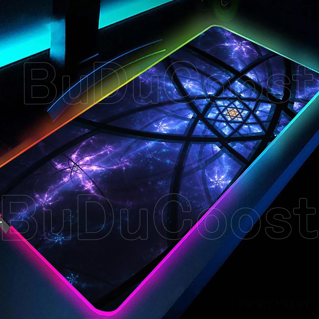 RGB Cool Geometric Shape Starry Sky Mouse Pad Gaming Geometry Luminous Anti Slip Computer Office Rubber Cool Mouse Pad Desk Pads