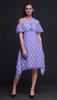 Bimba Block Print Cold Shoulder Women Swing Tunic Flutter Sleeve Midi