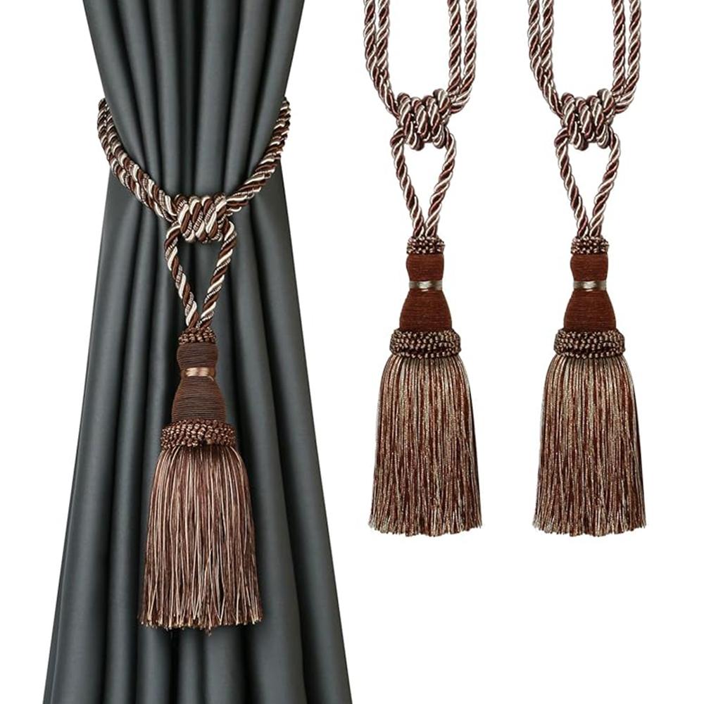 1&2 Pièces Embrasses de Rideaux Décoratives Fait Main Élégantes Cordelettes Pompons Retenues pour Rideaux Décor Accessoires de Pièce Support de Rideau