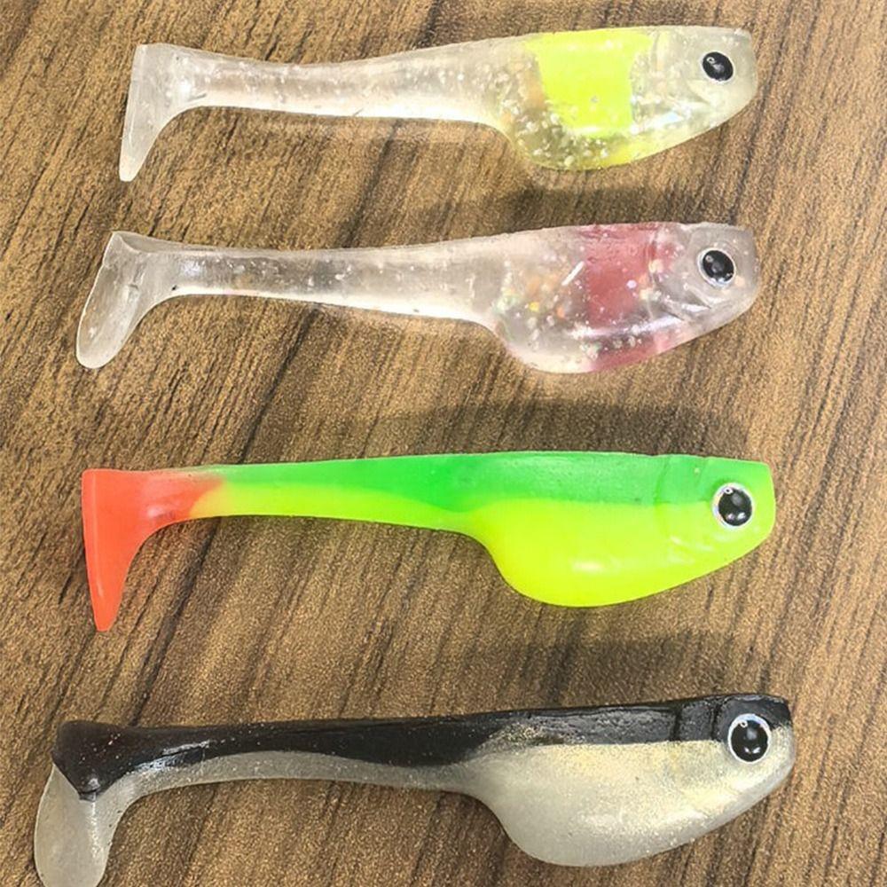 5 Stück 6 cm/2,36 Zoll Weicher Angelköder T-Schwanz-Design Bionischer Künstlicher T-Schwanzköder Weiches Material Schwimmend Weicher Köder Süßwasserfischen