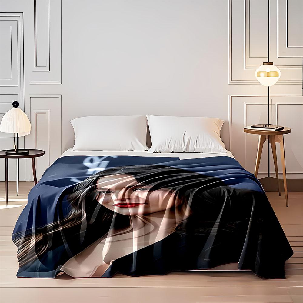 Elegant Woman In Dark Jacket for All Seasons Blanket Lunch Break Throw Gift