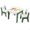 GINGER HOME Kindertisch 4-in-1 mit 2 Stühlen – Wendbare Tischplatten, Tafel & Blöcke Typ LEGO – Design WALD