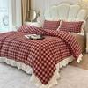 Retro Lace Washed Cotton 4-Piece French Bedding Set: Bed Sheet, Duvet Cover, Fitted Sheet - 2026 Design for Dormitory Style
