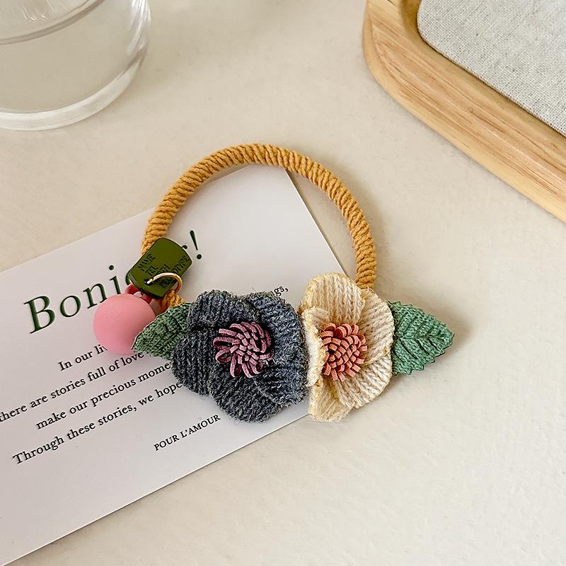 Women Girls Elastic Hair Bands Knitting Wool Flowers Hair Bands Cute Rubber Band Scrunchie Headband Fashion Hair Accessories
