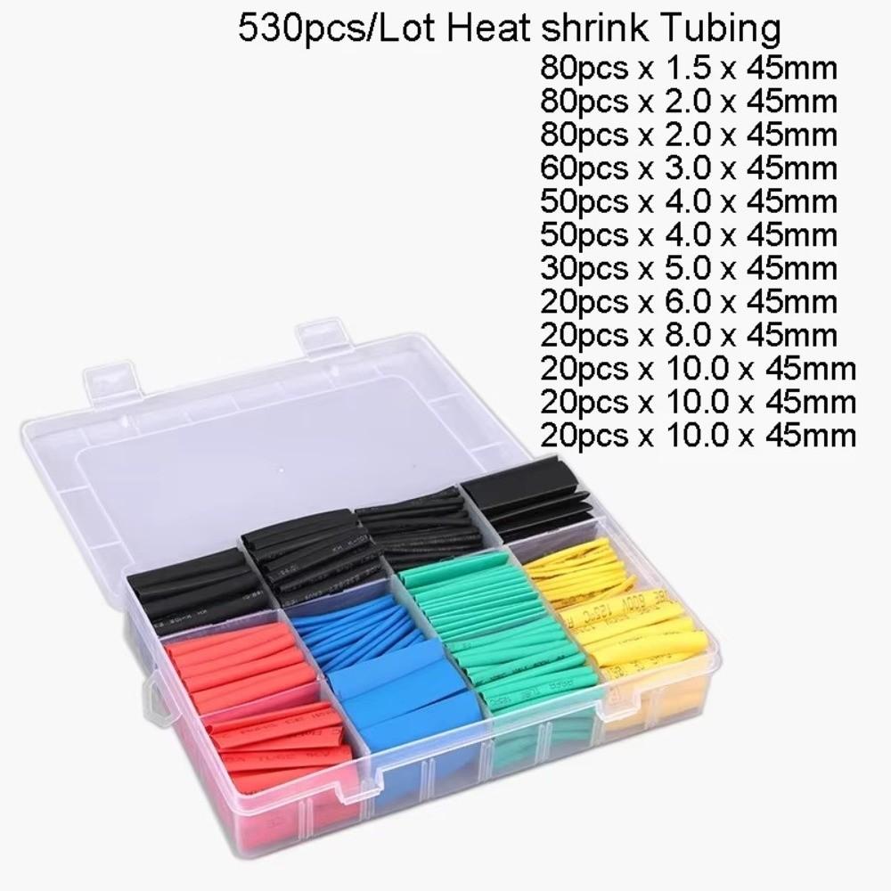 127/530Pcs Polyolefin Material Heat Shrink Tubing Sleeves Wire Shrinking Wrap  Electrical Connection