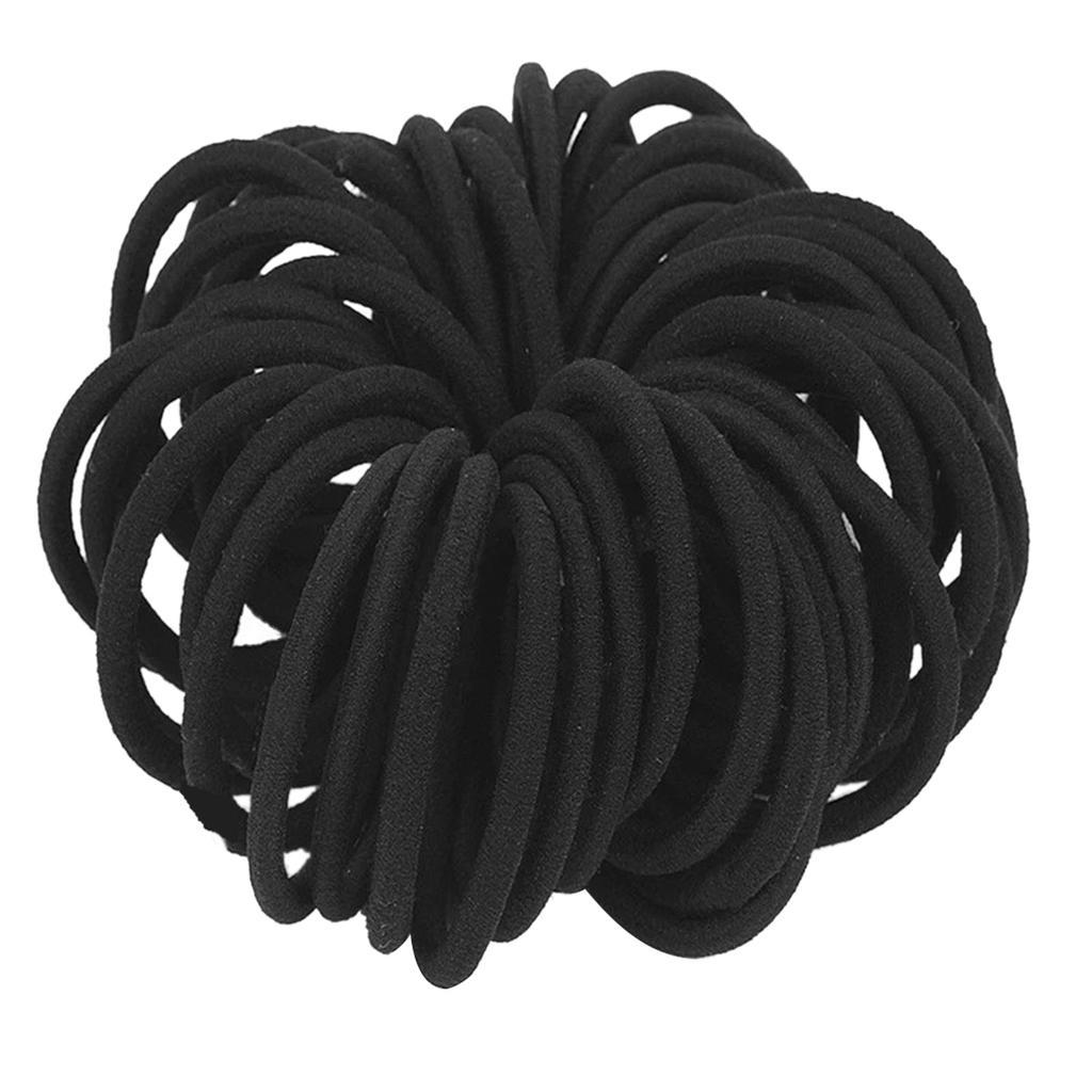 100 Pack Black Elastic Hair Bands No Metal Ponytail Holders for Women Men Girls and Kids Gentle and Convenient