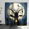 Horrific Shower Curtains Halloween 3D Print Fabric Pastel Waterproof Bathroom Curtain Pumpkin Bat Print Home Decor with Hooks