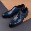 Fashion New Style Oxfords Men Shoes Top Layer Cowhide Leather Handmade Luxury Retro Blue Designer Business Office Wedding Male's Shoe CN