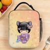 Boneca Kokeshi Orelhas de Gato Kimono Ilustração Bolsa de Almoço Escritório Portátil Bolsa Térmica Bolsas Para Criança Bolsa Térmica Impermeável