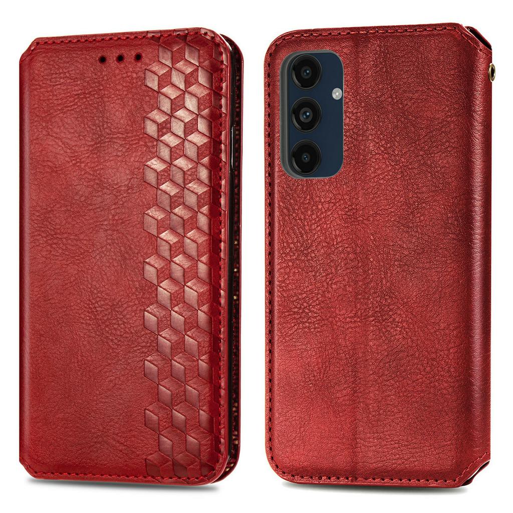 For Samsung Galaxy S24 FE PU Leather Case Rhombus Imprint Wallet Stand Phone Cover
