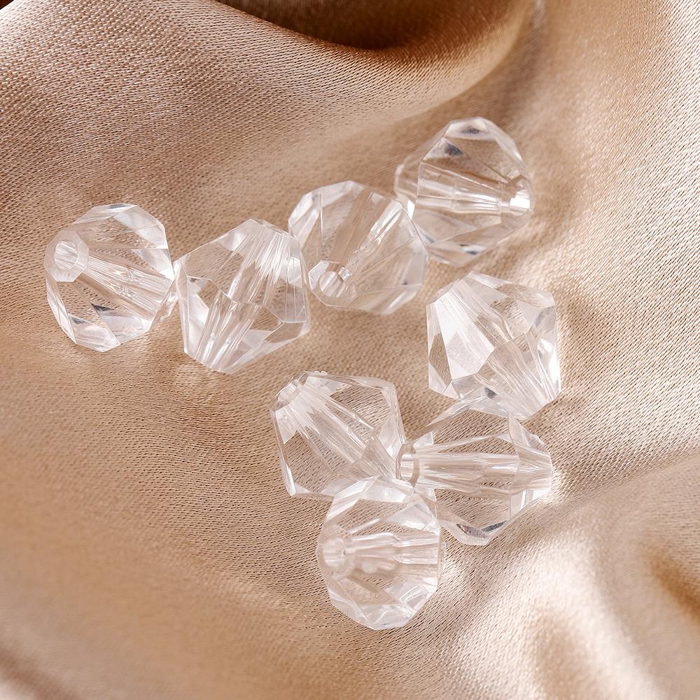 10-300Pcs 4-16mm Faceted Acrylic Beads Transparent White Loose Spacer Beads For DIY Bracelet Necklace Jewelry Making Accessories