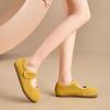 Mary Jane women's shoes spring new comfortable matte leather leather cute Velcro light mouth yellow shoes