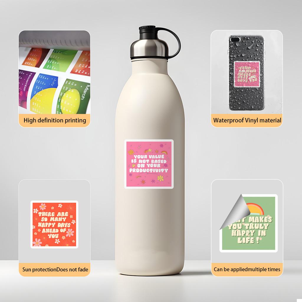 50PCS English Phrases Graffiti Stickers - Creative Text Design, Waterproof Decor for Water Cup & Phone AnimeWorlds Store