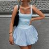 QICED Women's Summer Fashion Solid Color Patchwork Vest Dress