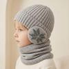 Children's Winter Snowflake Earmuffs and Scarf Set - Fleece-Lined, Thick Knit for Outdoor Cycling
