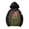 Men's Casual Hooded Drawstring Long Flag Print Sweatshirt With Pockets