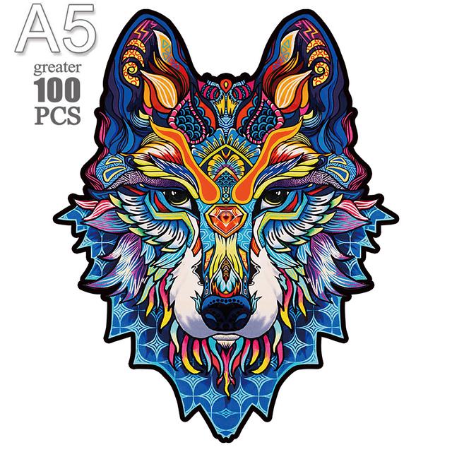 Puzzle Tier Holzpuzzle BASTELN Gehirntrainer Puzzle Spiel Ideal für Kinder Erwachsene Wolf Lernen Holzspielzeug Geschenk Schwierigkeit