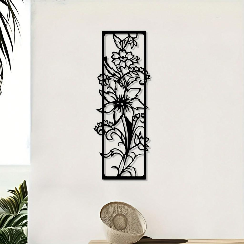 Metal Wall Art Black Iron Flower Sunroom Retro Decor