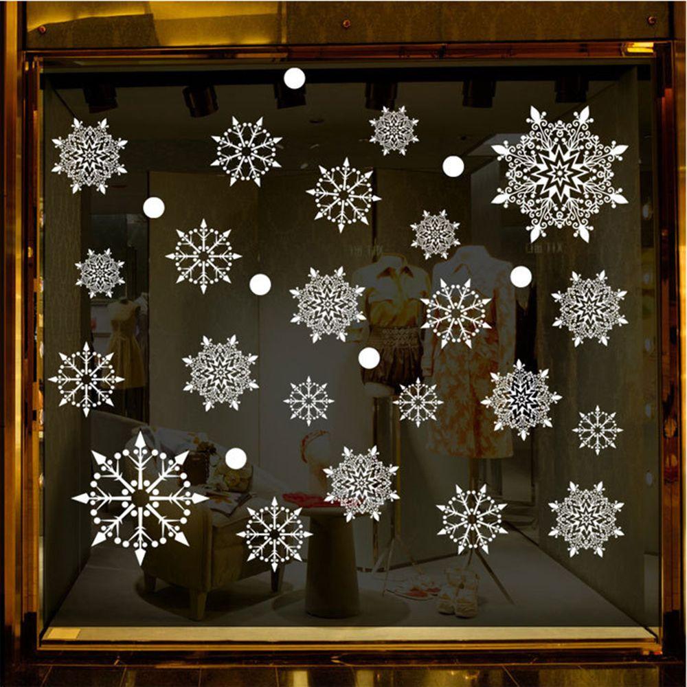 1 Set Gifts Mural Ornament  Shopwindow Decor Wall Art Wall  Stickers Snow Flakes Decals