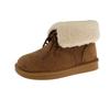 Flip Plush Flat Snow Boots Winter New Round Toe Socket Bow Warm Non-Slip Cotton Boots