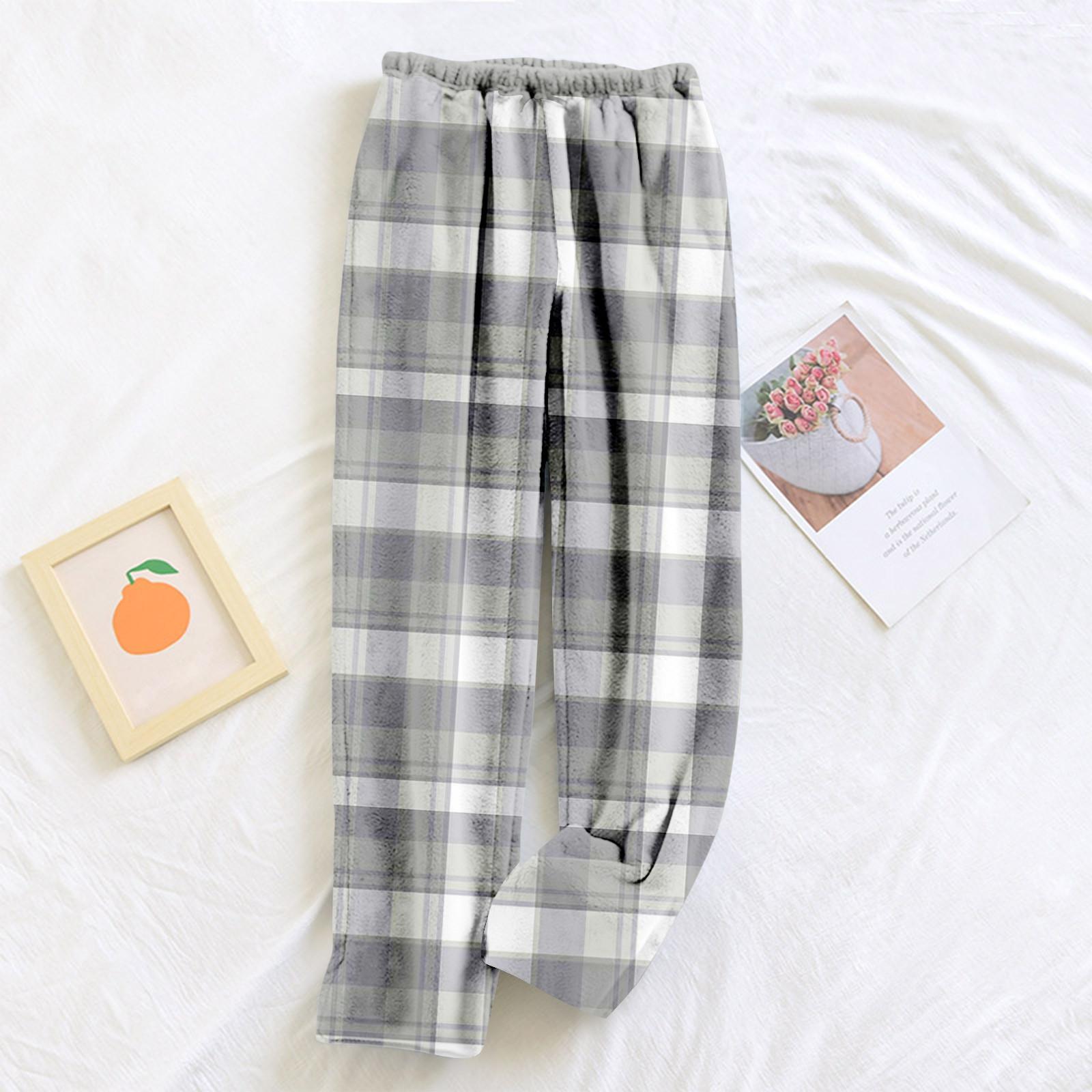 

Женские пижамные штаны, плюшевые пижамные штаны с мягкой эластичной талией, клетчатые штаны с 2 карманами XXL