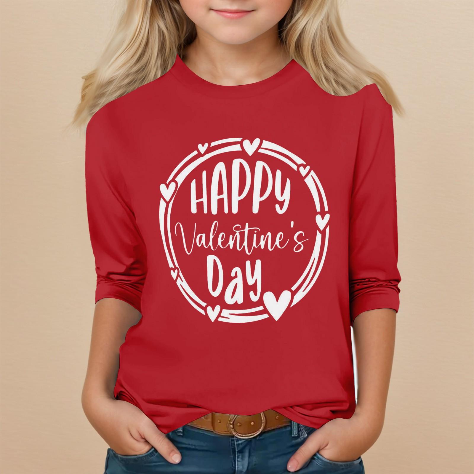 

Детский топ с круглым вырезом и рукавами, на каждый день с принтом ко Дню святого Валентина S