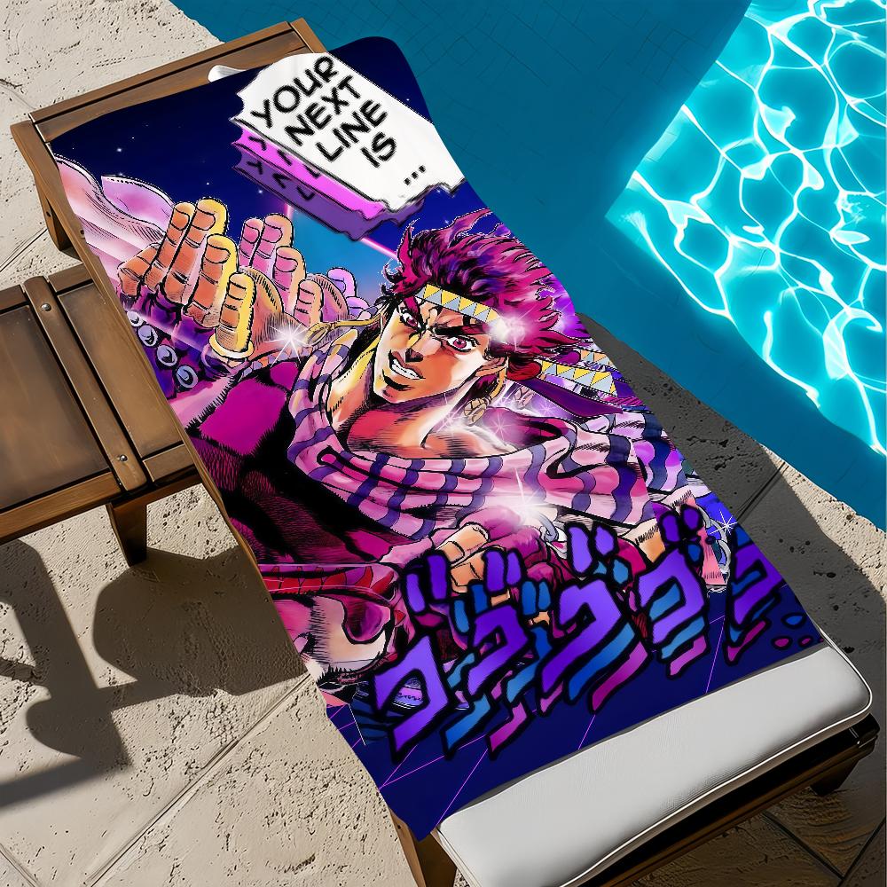 Anime J-JoJo süßes Bizarres Handtuch Groß Schnelltrocknendes Mikrofaser weich Strandtuch für Reise Fitness Sauna Baden Camping