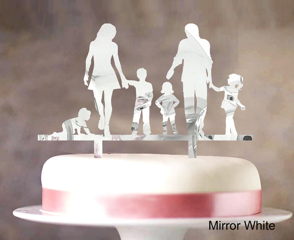 Personlig familiekaketopper Egendefinert silhuett Bryllupskake Topper Kakedekorasjoner Tilgjengelig 6"-7" tommer